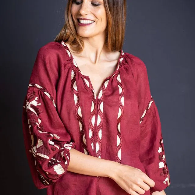 Embroidered linen blouse Kala