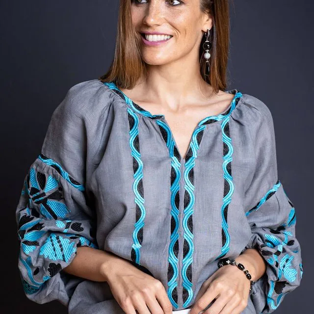 Embroidered linen blouse Valeria