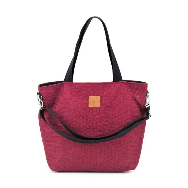 Handmade tote bag, shopper bag, 2 in1, upholstery fabric - burgundy