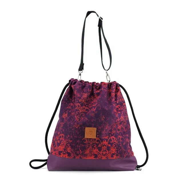 Handmade backpack/bag, 2 in 1 - purple