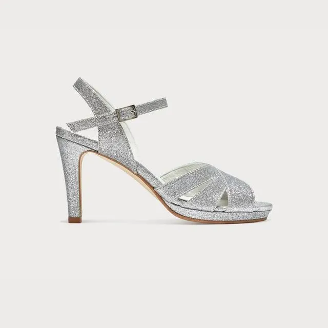 Womens Shoes | Emily II by Calla | Silver Glitter Leather Sandals