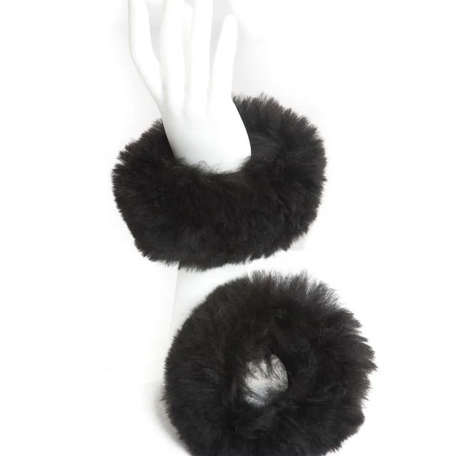 Black Alpaca Fur Cuffs