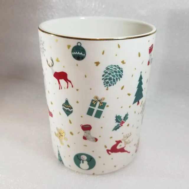 Christmas Greeting Porcelain Jar