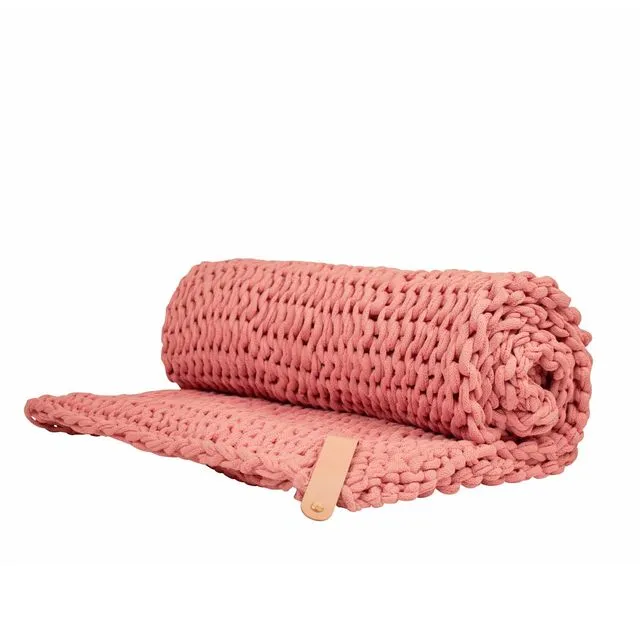 Chunky Knit Blanket Juna Pink Small