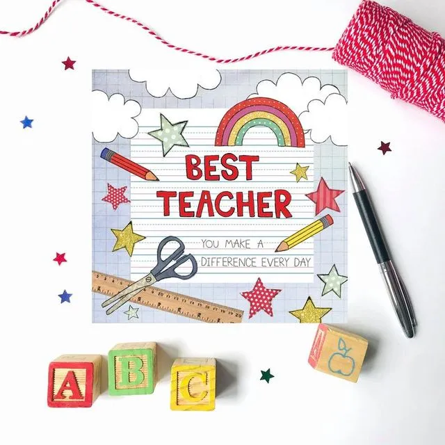 Flossy Teacake Best Teacher card
