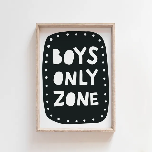 Boys Only Zone Scandinavian Style Print