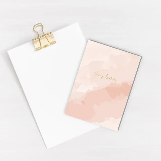 Happy Birthday Watercolour Gold Foiled Card - pack of 6