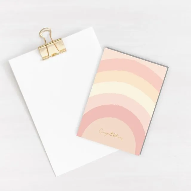 Congratulations Rainbow Gold Foiled Card - pack of 6