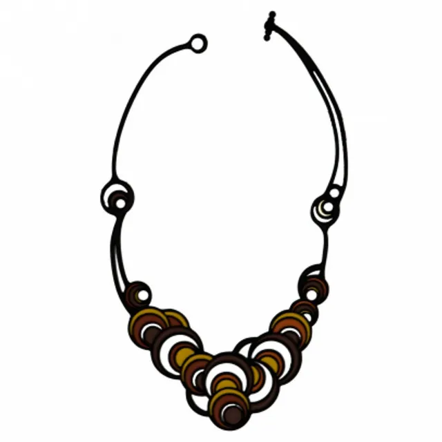 Dancing Circles Necklace Brown and Yellow