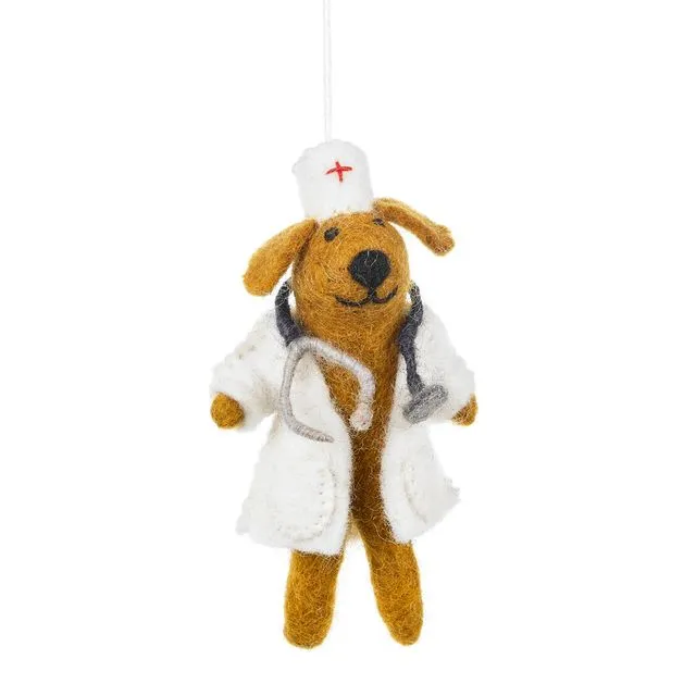 Handmade Felt Dog Doctor Hanging Decoration