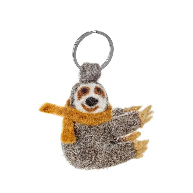 Handmade Felt Sloth Keyring Accessory