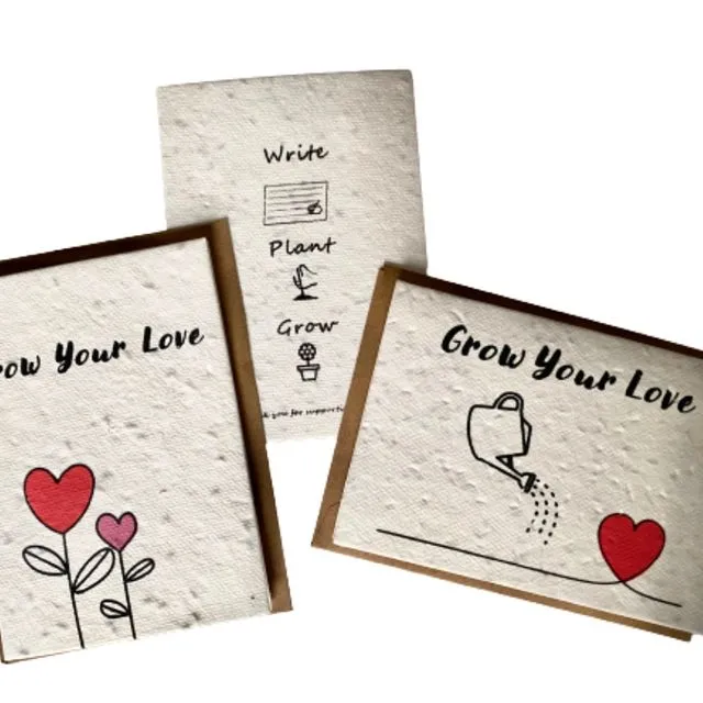 2 Homemade Seed Cards, Grow Your Love