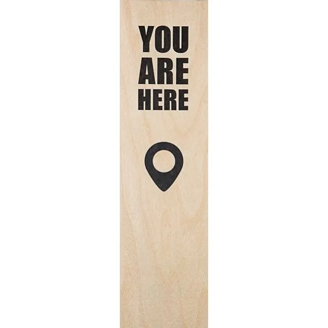 Wood bookmark "Here"