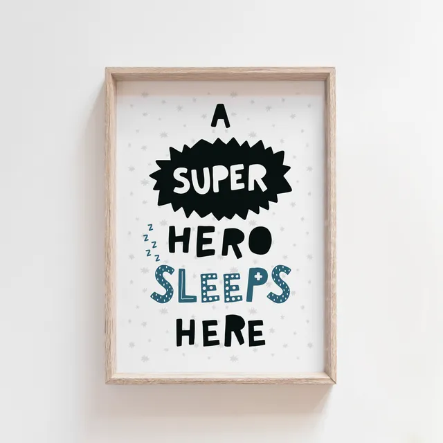 A Superhero Sleeps Here Scandinavian Style Print