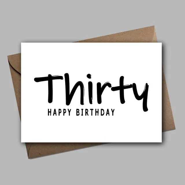 Thirty Happy Birthday 30th Age Birthday Card