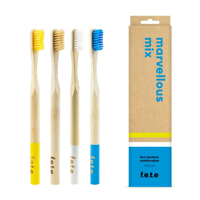 f.e.t.e | 'Marvellous Mix' Medium Bamboo Toothbrush Multipack