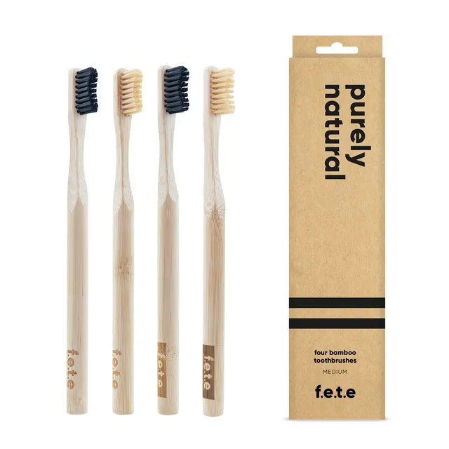 f.e.t.e | 'Purely Natural' Medium Bamboo Toothbrush Multipack