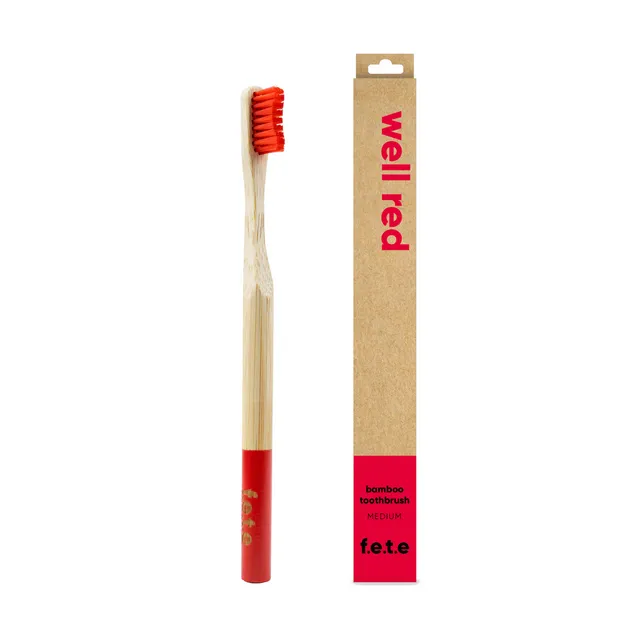 f.e.t.e | 'Well Red' Adult's Medium Bamboo Toothbrush
