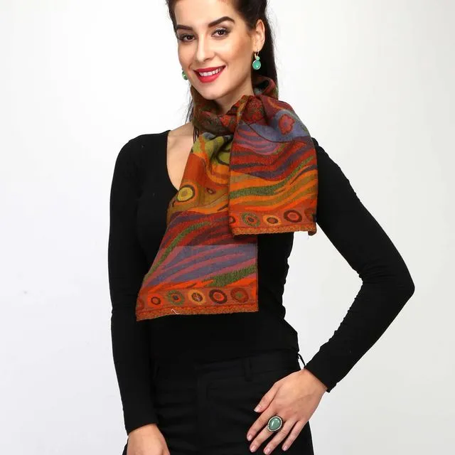 508/Autumn color Neck Scarf made in Boiled Wool