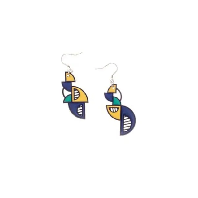 Arcades Earrings Black, Blue, Yellow and Gree