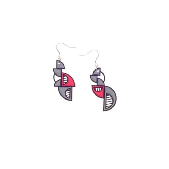 Arcades Earrings Black, Grey and Red