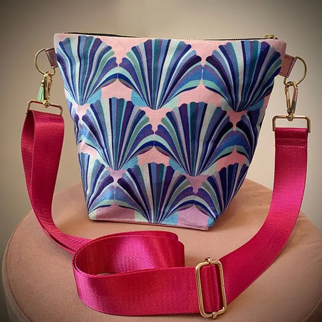 Lilac Pink Blue Shell Velvet Handbag