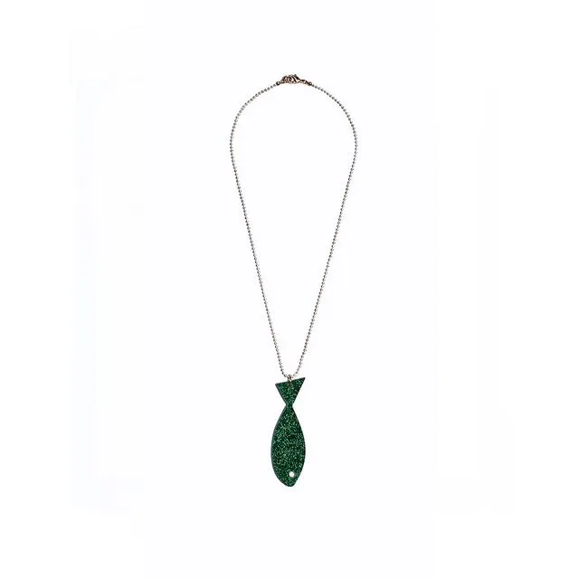 Necklace with Sparkling-Green Fish