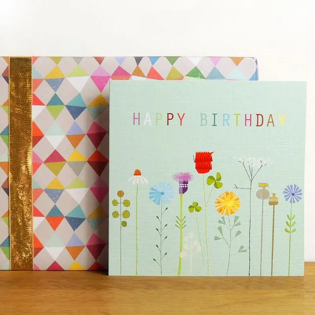 FL21 Floral Turquoise Birthday Card