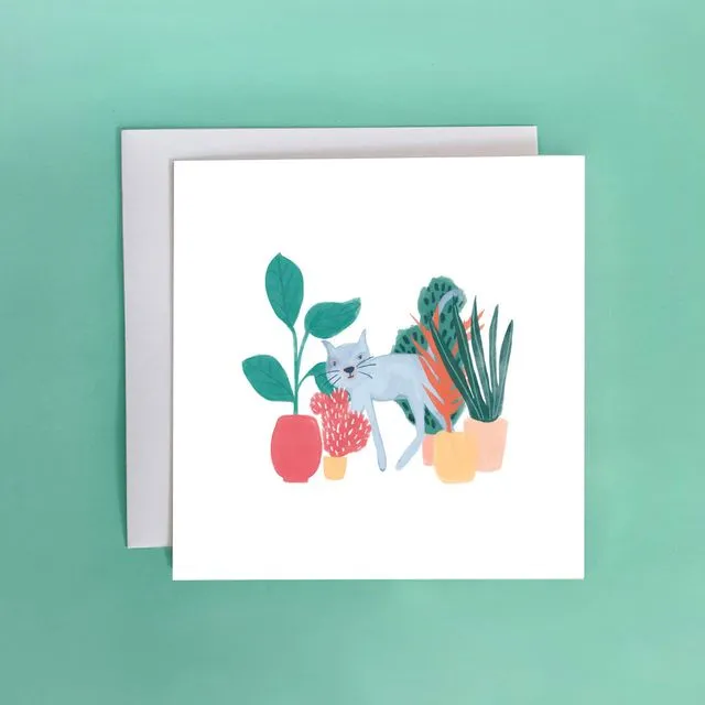 Cats and Plants Greeting Card