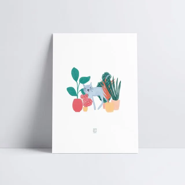 Cats and Plants Art Print