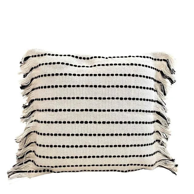 Boho Pillow Cover Lands & Pits Fringes, square 45 x 45 cm