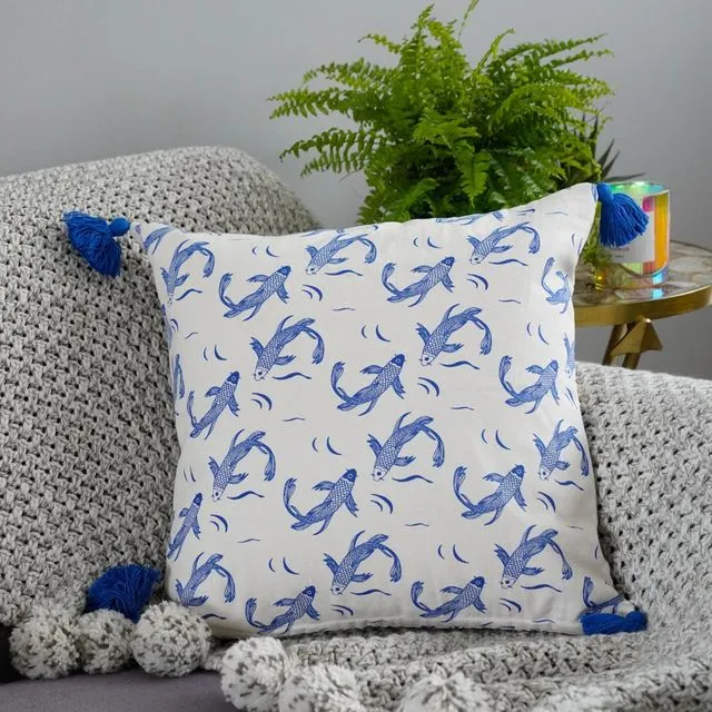 Sakana Cushion Cover in Blue