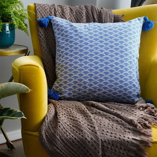 Ikigai Cushion Cover in Blue