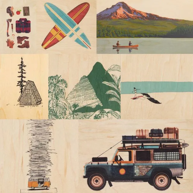 Pack of wood postcards "Outdoor"