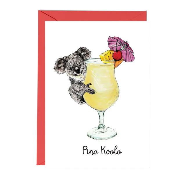 Cocktails Pina Koala Greeting Card