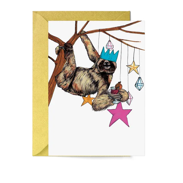 Festive Sloth Christmas Card
