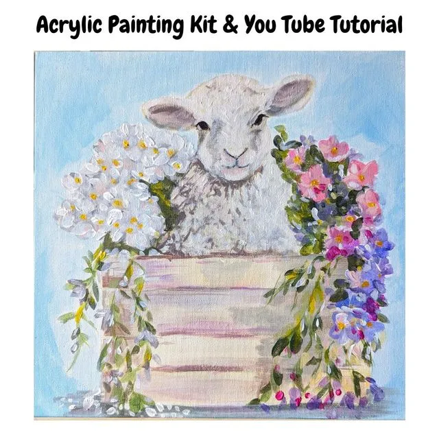 Acrylic Painting Kit - Lamb painting, botanical painting step by step you tube video