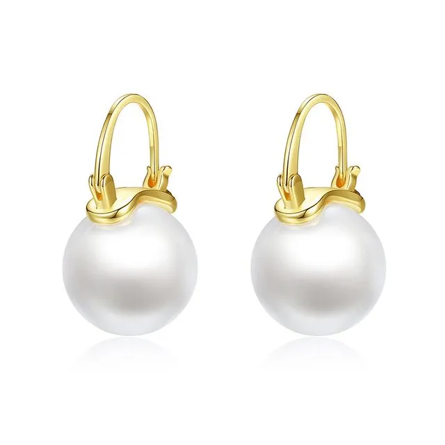 Fashion Imitation Pearl 18k Gold Plated Pearl Earring