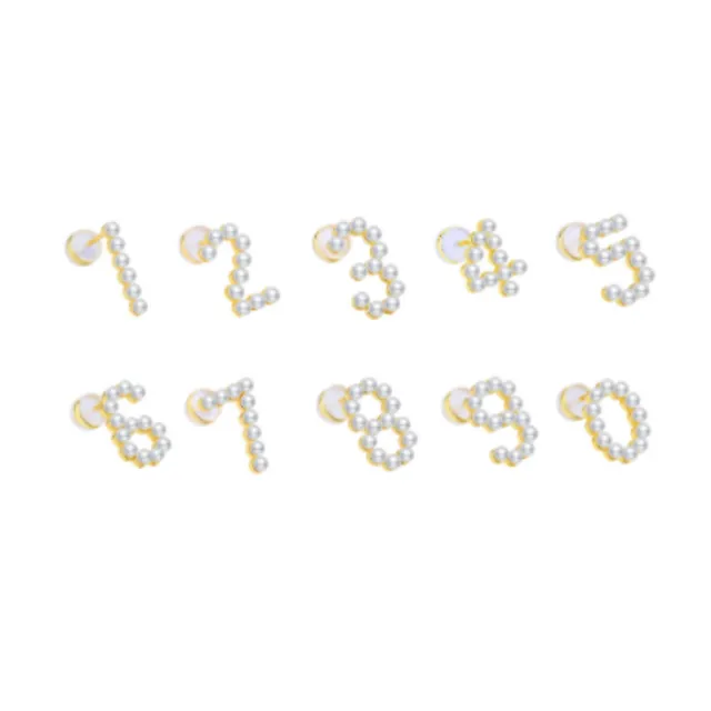 NUMBER 0-10 WHOLE SET YELLOW GOLD SILVER STUDS (ONE NUMBER EACH, 10 NUMBERS IN TOTAL)