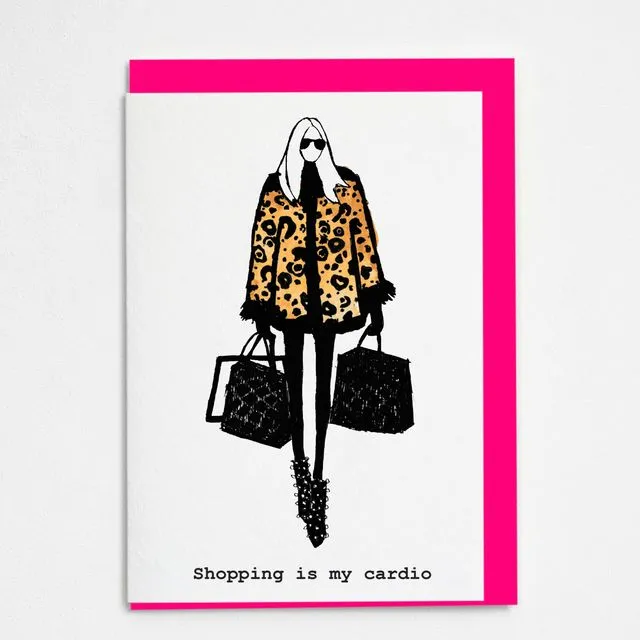 "Shopping Is My Cardio" A6 Card - Pack of 6