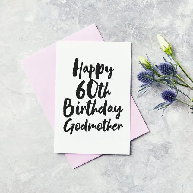 Sixtieth Birthday Greeting Card - God Mother Happy 60th Birthday Card