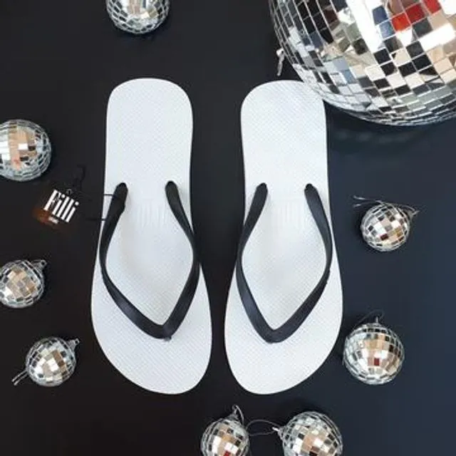Naked Flip Flops - Black on White