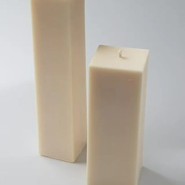 Square Natural Rapeseed Pillar Candle, TALL