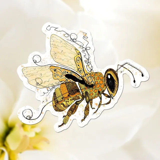 Honeybee, Bee 3” Sticker, Yellow Decal