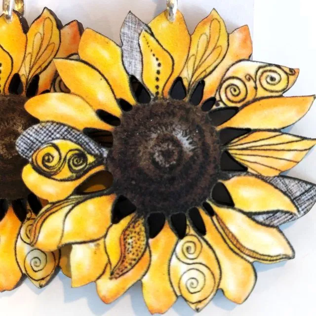 Sunflower Earrings, Flower 1.5” Nature Earrings
