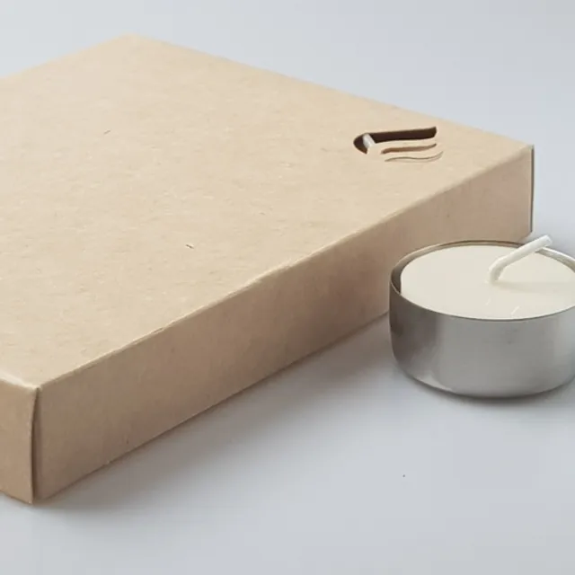 Tealights (12x), rapeseed wax, refillable, with stainless steel tealight cup