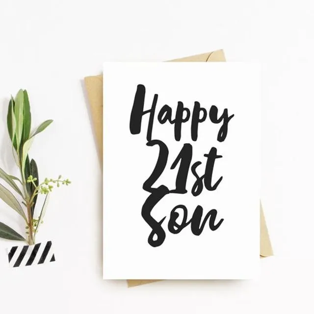 Twenty First Birthday Greeting Card - Son Happy 21st Birthday Card