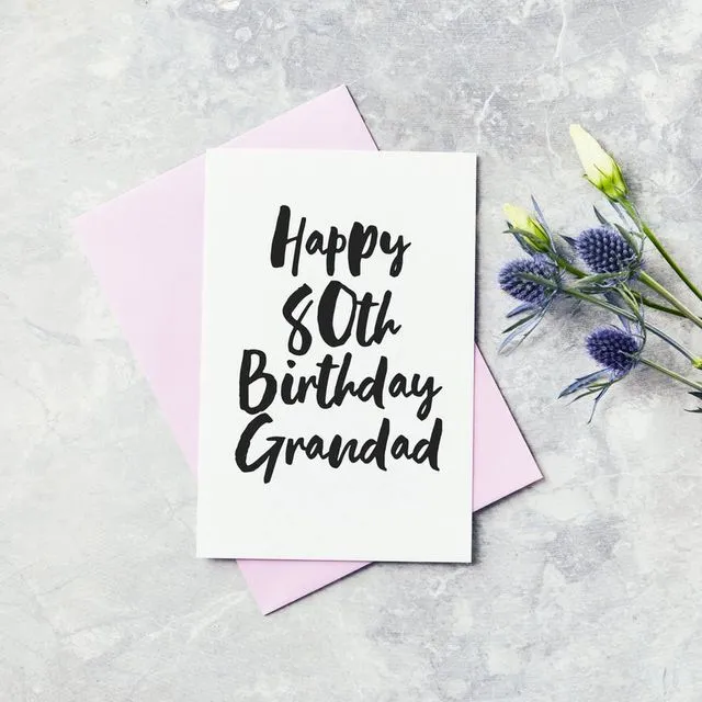 Eightieth Birthday Greeting Card - Grandad, Pops, Gramps, Grandpa Happy 80th Birthday Card