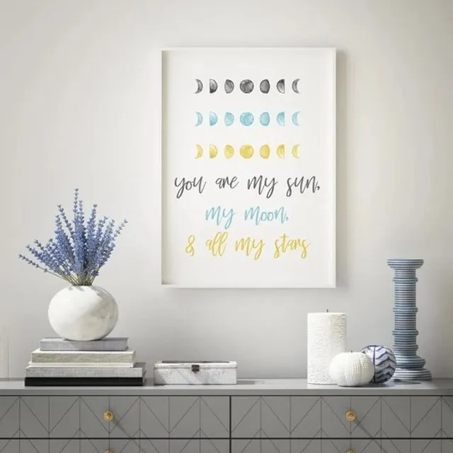 Moon Phases Quote Framed Print