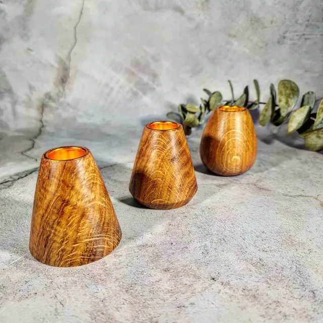 Wooden Candlestick Holder - set of three (British Oak)